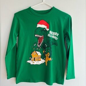 100% Cotton Dinosaur Christmas Kids Shirt New year party unisex